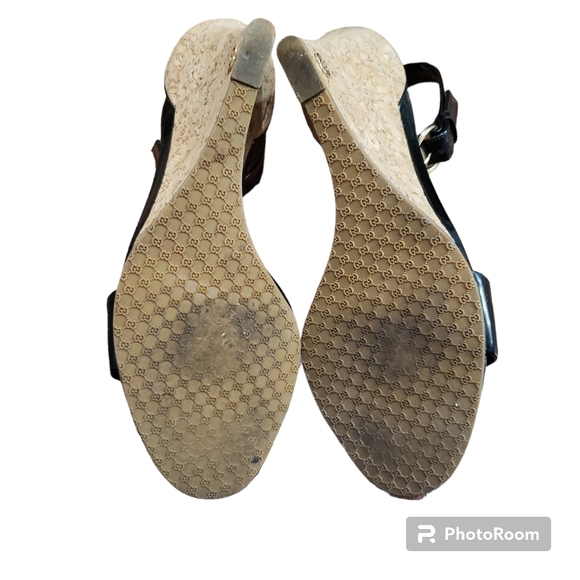 Gucci Wedge Sandals patent leather cork Wedge Size 9 - Picture 6 of 10